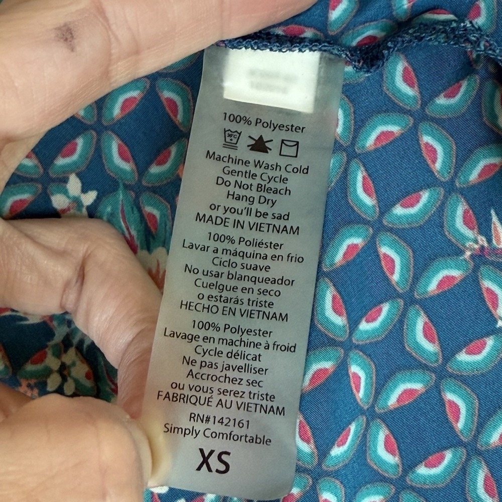 LuLaRoe Joy Cardigan Duster Womens XS Blue Floral Cottagecore‎ Artsy Geometric - Picture 5 of 7